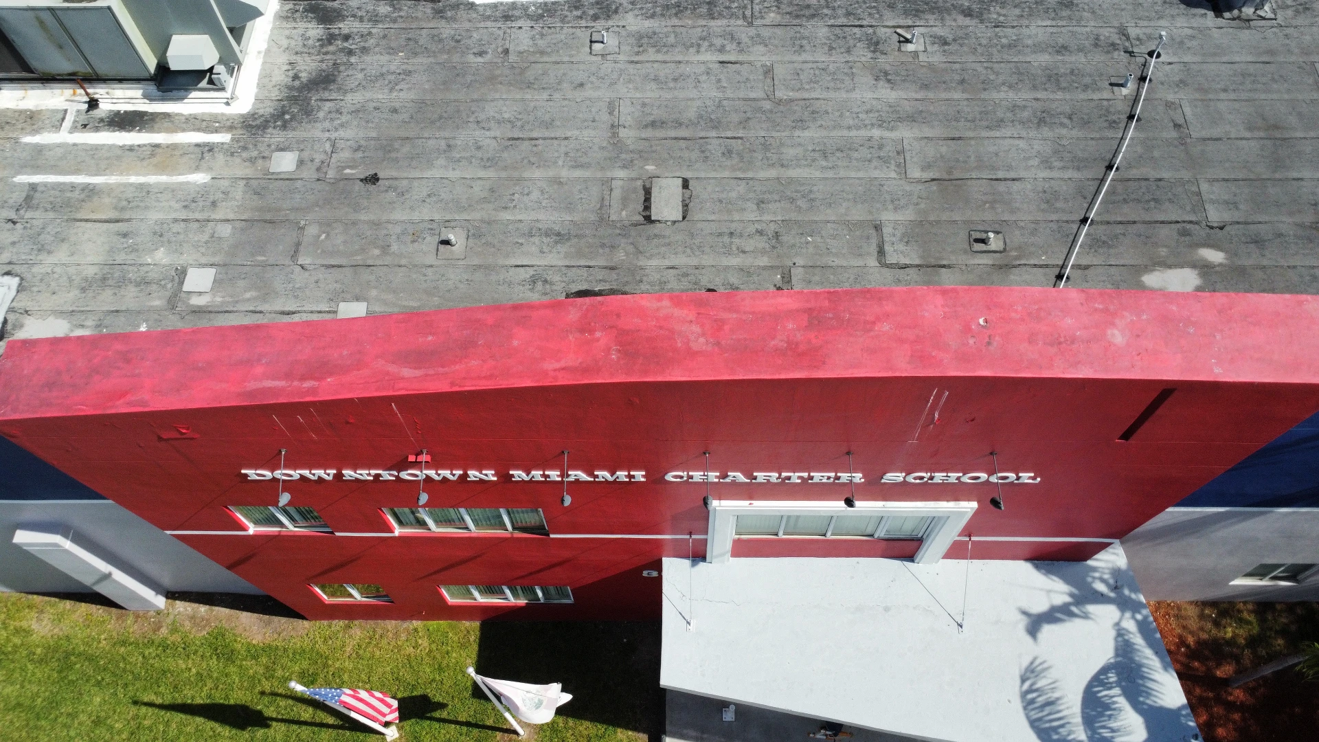 Top-down drone view of Downtown Miami Charter School
